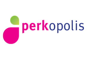 Perkopolis logo in pink, blue and green